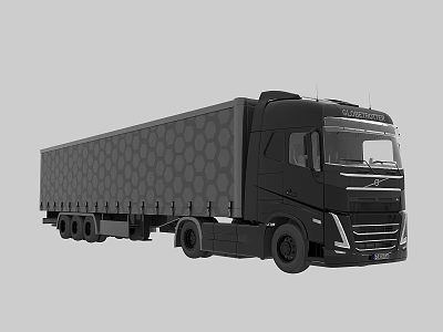 Modern Black Freight Truck With Sleek Polka Dot Pattern Trailer Design 3d model