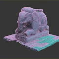 Blue Reclining Elephant Sculpture With Intricate Carved Details And Sturdy Base