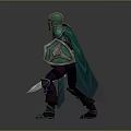Man In Armored Warrior Gear Holding Sword And Shield Standing Confidently