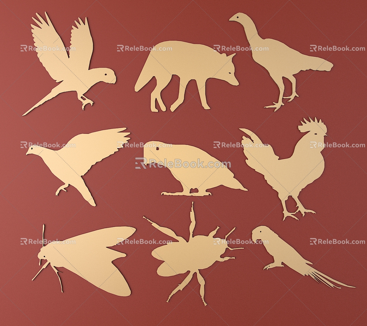 Animal silhouette metal carved animal pattern 3d model