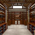Firearms Weapons Display Room Interior With Wooden Cabinets Wall Decor Skylight Outdoor View