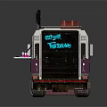 Retro Bites Food Truck With Purple White Design And Neon Service Window