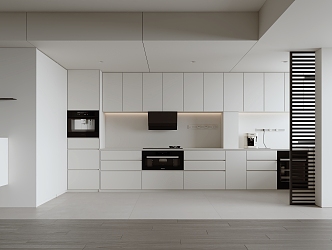 Minimalist Enclosed Kitchen 3d model