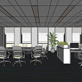 Modern Meeting Room Interior With Long Conference Table Ergonomic Chairs And Indoor Plants
