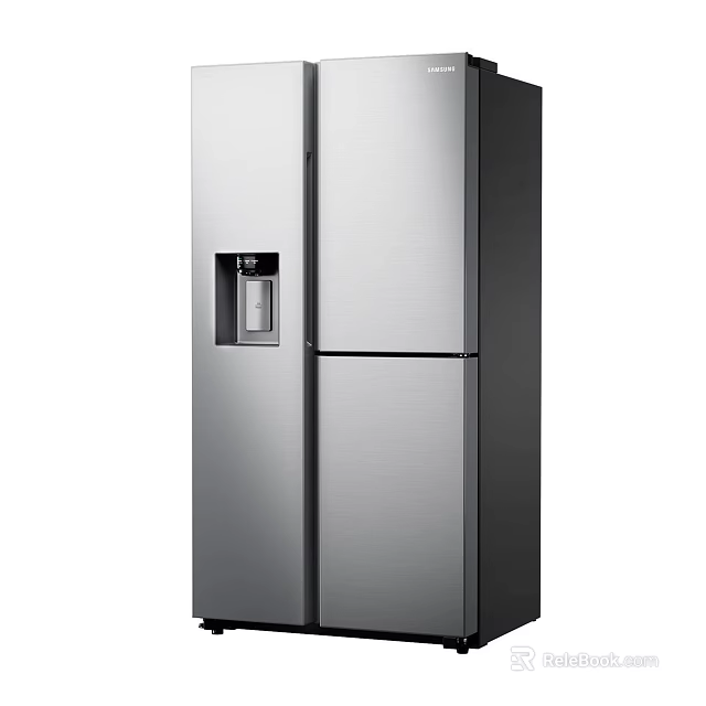 Stainless Steel Double Door Refrigerator Freezer With Water Dispenser And Modern Design 3d model 