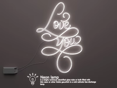 Artistic Neon Lamp With Love You Text Decorative Lighting For Home Decor 3d model