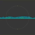 Highly Detailed 3D Terrain Model With Blue Yellow Elevation Contour Patterns