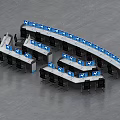 Modern Office Workstation Layout With Curved Desks Black Chairs And Monitors