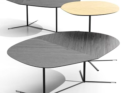 Modern Coffee Tables With Geometric Shapes Wooden Surfaces And Metal Legs 3d model