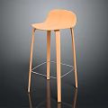 Modern Minimalist Wooden Bar Stool With Light Wood Finish And Slim Legs Metal Footrest