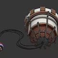 Wound Electrical Coil Component With Copper Wires Metal Frame Red White Insulation