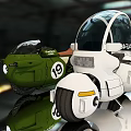 Stylish Green And White Motorcycles With Number 19 Transparent Canopy And Reflection