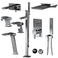 Sleek Black Modern Shower System With Handheld Sprayer Rainfall Head And Control Knob