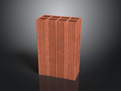 Red Textured Architectural Structure With Vertical Ribs And Top Square Openings 3d model