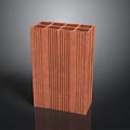 Red Textured Architectural Structure With Vertical Ribs And Top Square Openings