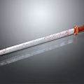 Traditional Decorative Sword With Red Hilt And Patterned Metal Blade 3d model