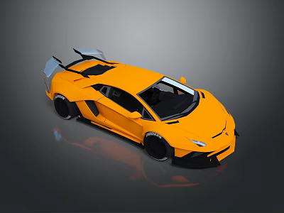 Yellow Sports Car With Streamlined Body Rear Spoiler And Alloy Wheels 3d model