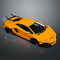 Yellow Sports Car With Streamlined Body Rear Spoiler And Alloy Wheels