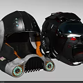 Two Different Design Futuristic Helmets with Metallic Accents Visor and Vent Details