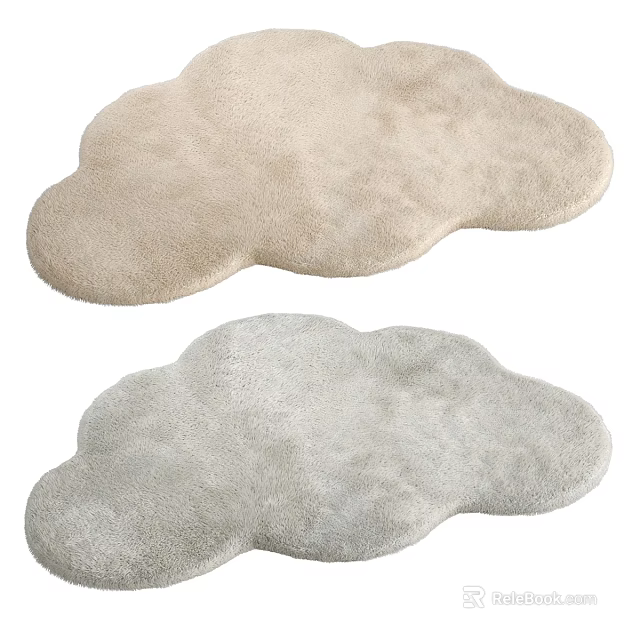Soft Plush Square Rug in Beige and Gray Tones for Cozy Living Room Decor 3d model 