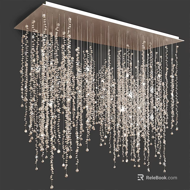 Stunning Modern Crystal Chandelier With Hanging Beaded Strands And Sparkling Design 3d model 
