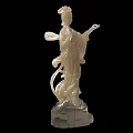 Traditional Elegant Female Statue Ornament Decor Set With Jade Like Ivory White Craftwork
