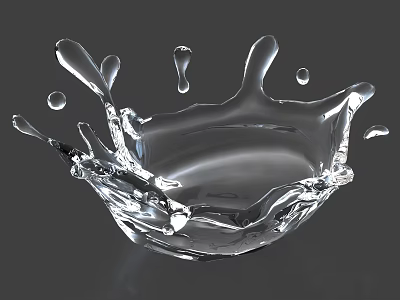 Modern Transparent Water Splash Shape Glass Decorative Ornament Set For Home Decor 3d model