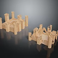 Wooden Residential Building Models Showcasing Architectural Structure And Design Details