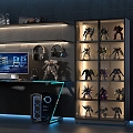 Modern E-sports Room Computer Desk Entertainment Room Hand Cabinet Storage Cabinet Study Room 3d model