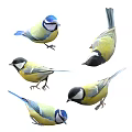 Decorative Ornament Set With Green Roof Bird Feeder Metal Mesh And Small Birds Pecking Seeds