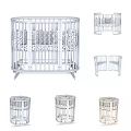 Modern Stylish Convertible Wooden Lounge Chair Converted From Oval Baby Crib With Comfortable Dotted Cushions