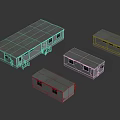 Multiple Light Colored Modular Container Buildings With Gray Roofs And Metal Structures