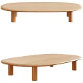 Modern Minimalist Wooden Coffee Table With Smooth Oval Tabletop And Solid Legs 3d model
