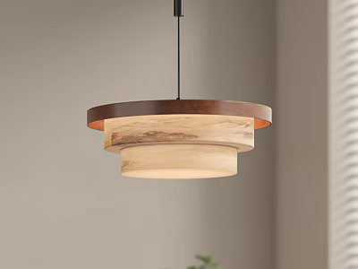 Modern Wooden Pendant Light With Two Tier Design And Light Dark Wood Tones 3d model