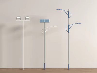 Outdoor Lights with Various Modern Designs Solar Panel and Street Lamp Styles 3d model