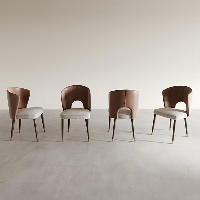 Modern Dining Chairs With Brown Backrest Light Gray Seat And Dark Legs 3d model