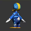 Cute Cartoon Character In Blue Outfit With Yellow Helmet Yellow Feet And Open Arms