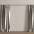 Silver Velvet Curtains Hanging On White Wall In Modern Minimalist Interior