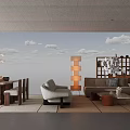 Contemporary Soft Upholstered Sofa And Coffee Table Set For Spacious Minimalist Concrete Living Room
