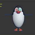 Cartoon Penguin Character With Open Arms Orange Beak Orange Feet 3D Rendered Against Gray Background