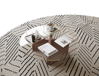Modern Glass Coffee Table Round Coffee Table 3d model