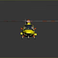Yellow Rescue Helicopter with Red and White Striped Rotors for Emergency Aerial Missions