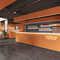 Modern Milk Tea Shop Interior With Orange Decor And Plants