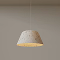 Simple Pendant Light With Patterned Lampshade And Warm Light Hanging From Gray Ceiling 3d model