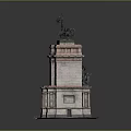 Detailed Scenic Historical Arch Model Featuring Stone Structure and Black Horse Statues