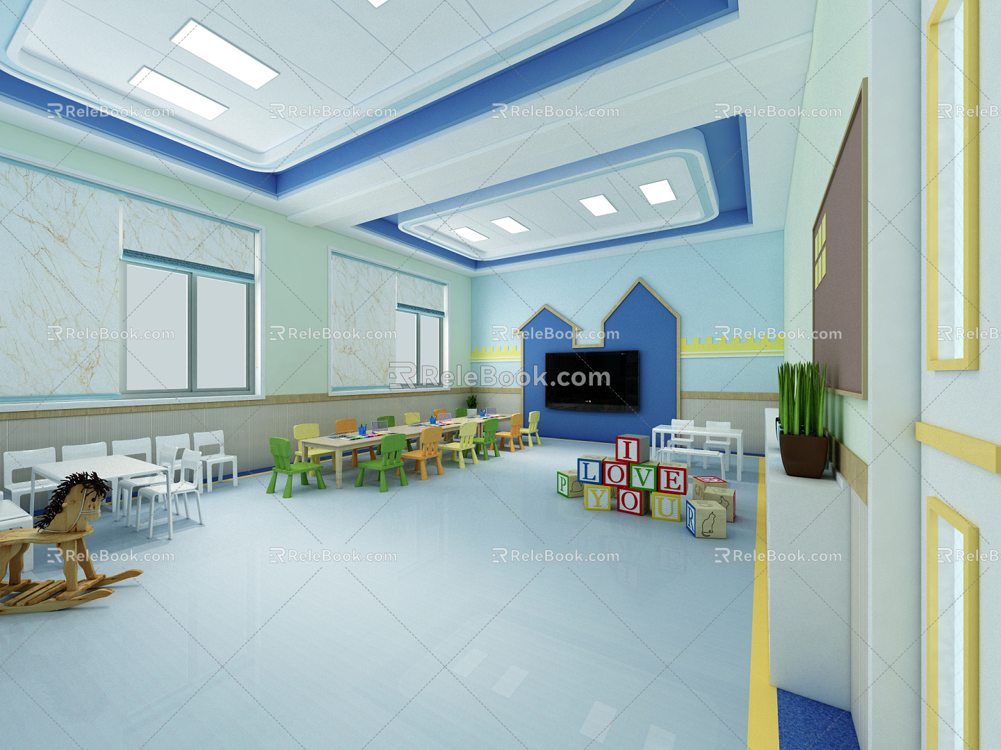 Nordic Kindergarten Kindergarten Classroom Dormitory 3d model