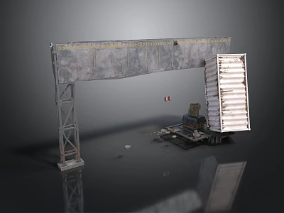 Industrial Gantry Crane Structure With Steel Frame And Transport Vehicle 3d model