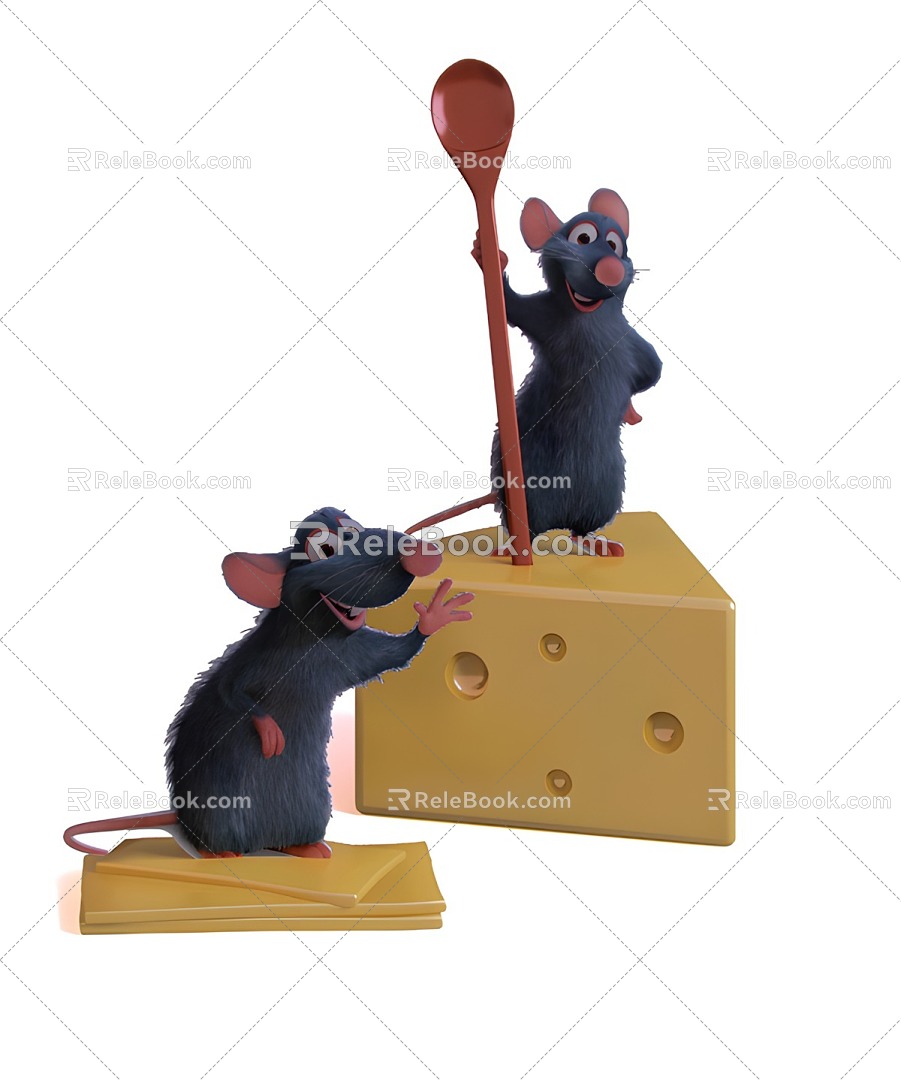 Meichen dp Point Mouse Cheese Spoon Animal Pin Point 3d model