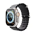 Sleek Smart Watch With Black Breathable Strap Square Dial Orange Crown And Digital Health