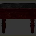Stylish Sofa Stool With Gray Button Tufted Padded Seat And Red Wooden Legs